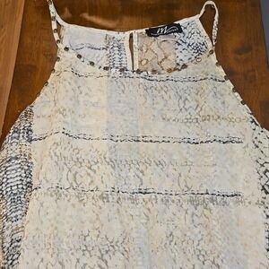 Midnight Velvet‎ Gold Snakeskin Shimmer Embellished Halter Tank Top Size XL Y2k
